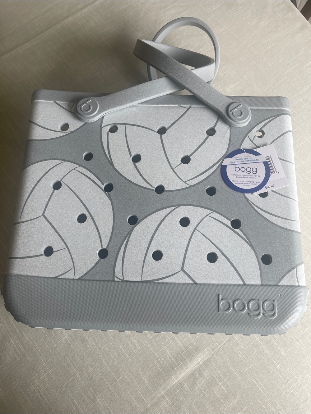 BOGG BAG Gray Patterned Soccer Ball Tote